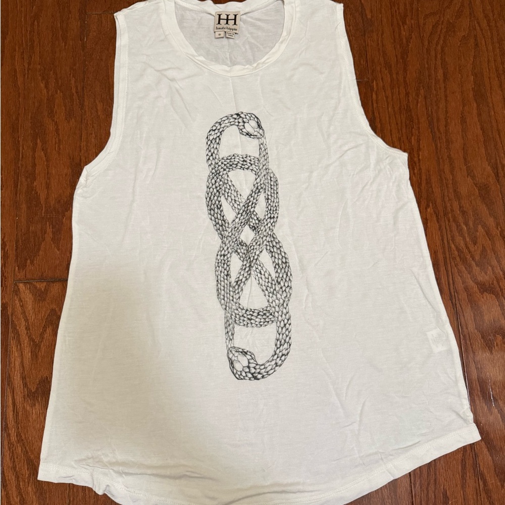 Haute‎ Hippie White Muscle Tee infinity Snake size small
